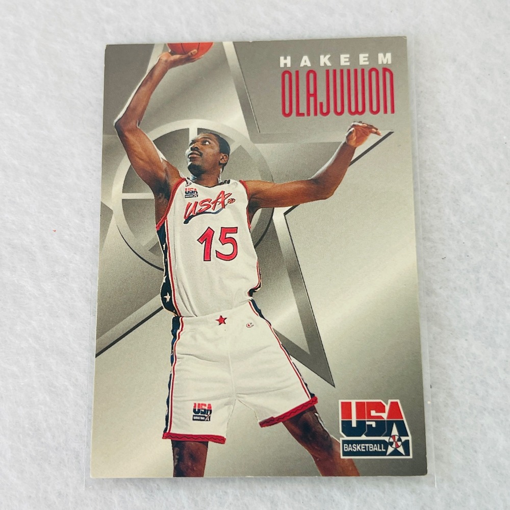 1996 SkyBox USA Basketball Hakeem Olajuwon Card 6 Texaco Houston Rockets Olympic